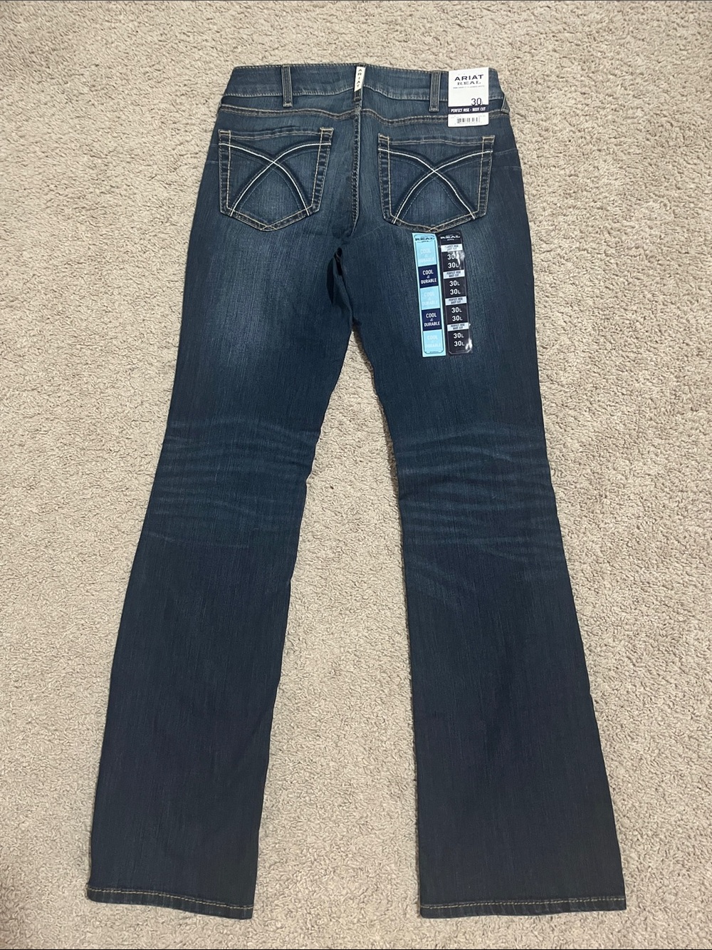 Ariat Dark Blue Flare Jeans with Pocket Stitching - Picture 2 of 5